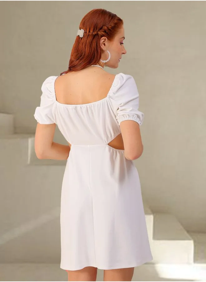 Freehand Women Fit and Flared Party Wear Textured Cut Out Dress