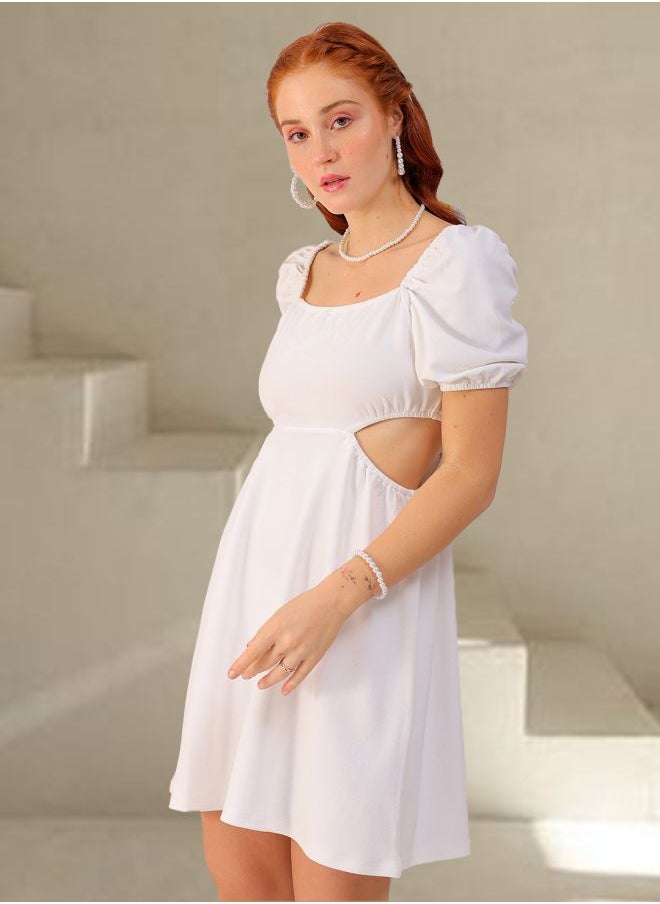 Freehand Women Fit and Flared Party Wear Textured Cut Out Dress  - Image 3