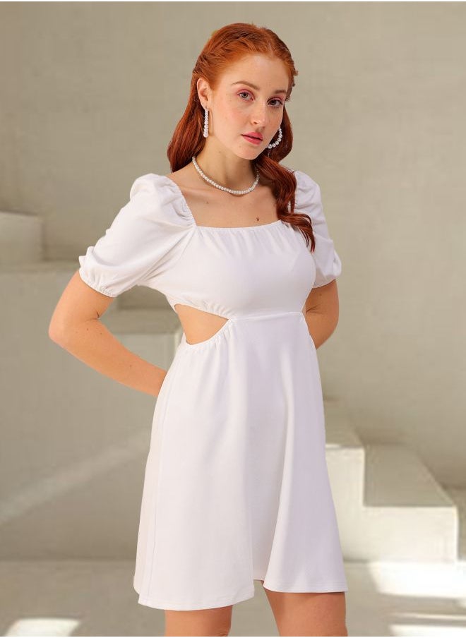 Freehand Women Fit and Flared Party Wear Textured Cut Out Dress  - Image 4
