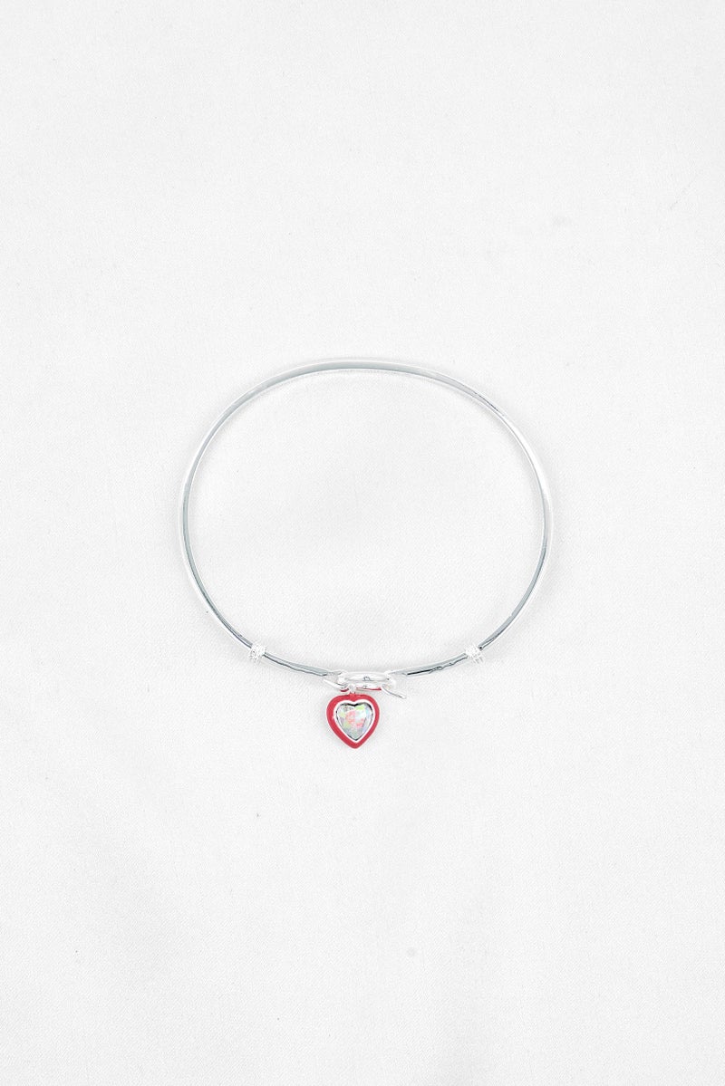 ALEX AND ANI Women Crystal Heart and Epoxy Tension Bangle, Silver - Image 2