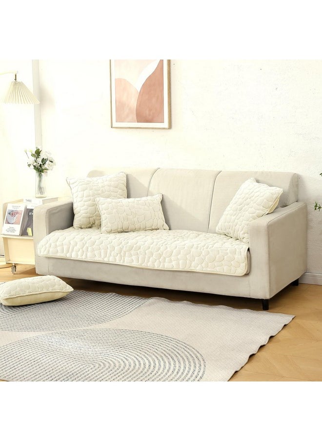 HOKIPO Luxury Pebble Milk Velvet Anti Slip Sofa Mats for L Shape and 1/2/3 Seater Sofa. Make Your Own Sofa Cover Set, 90(D) x 170(L) cm, Bliss White (AR-5025-WHT) - pzsku/ZFF8B0B7341A64B506A1EZ/45/_/1738306793/59073bf7-a4fe-4b03-a12f-124e65e4b32c