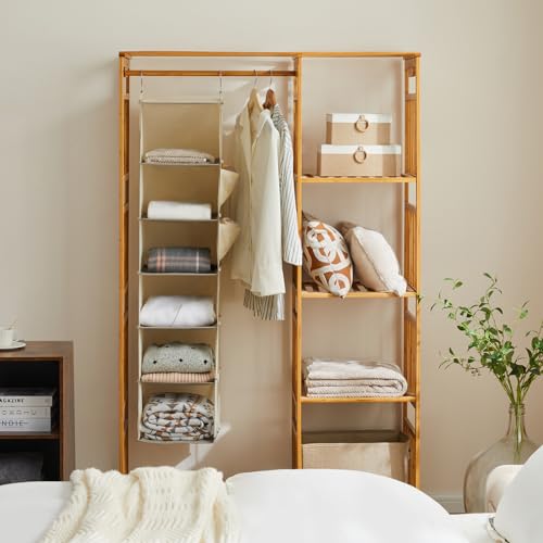 YOUDENOVA Hanging Closet Organizer, 6-Shelf Closet Hanging Storage Shelves, 2 Packs, Beige - Image 2