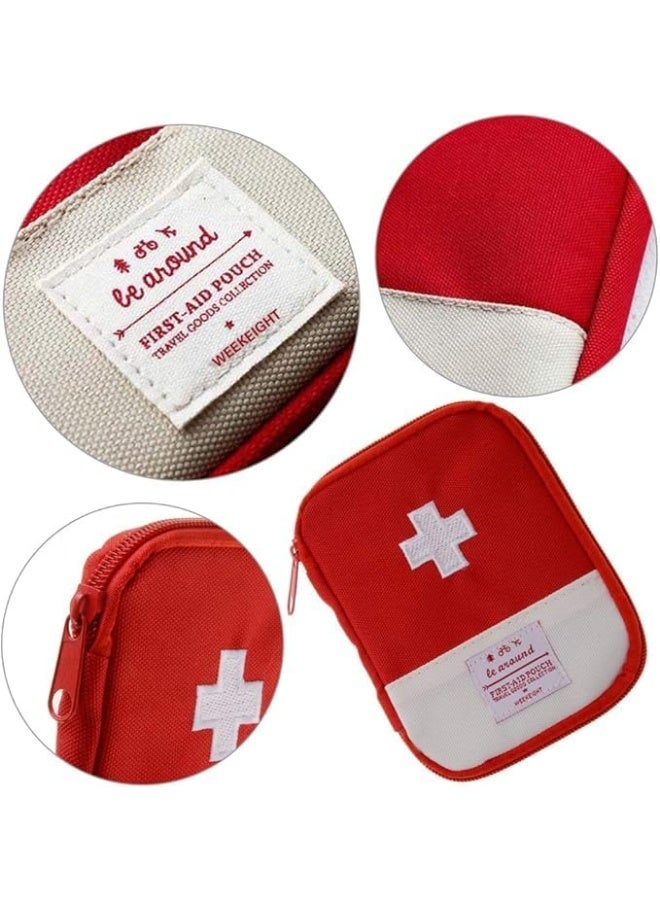 شنطة اسعافات اولية فارغة صغيرة محمولة لتنظيم وتخزين الادوية مقاومة للماء ومتينة مع سحاب للسفر والتخييم والانشطة الخارجية والمنزل والمكتب والمطبخ - Image 2