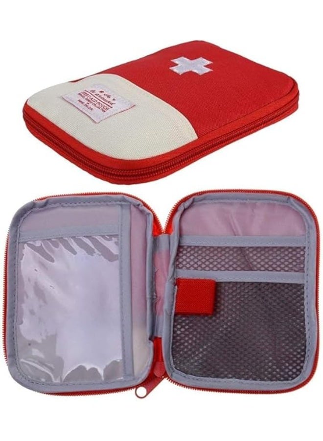 شنطة اسعافات اولية فارغة صغيرة محمولة لتنظيم وتخزين الادوية مقاومة للماء ومتينة مع سحاب للسفر والتخييم والانشطة الخارجية والمنزل والمكتب والمطبخ - Image 1
