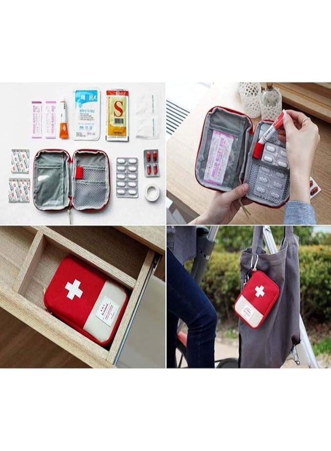شنطة اسعافات اولية فارغة صغيرة محمولة لتنظيم وتخزين الادوية مقاومة للماء ومتينة مع سحاب للسفر والتخييم والانشطة الخارجية والمنزل والمكتب والمطبخ - Image 4