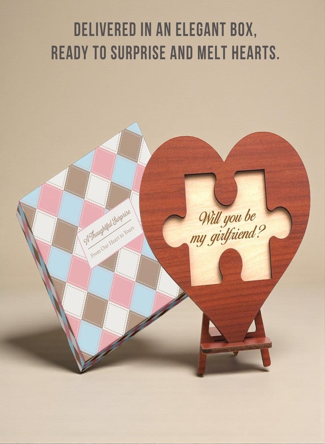 KATINAT Personalize Will You Be My Girlfriend Sign with Card, Cute Gifts for Girlfriend, Wooden Heart Proposal Puzzle with Hidden Message, Be My Girlfriend Proposal Gifts Decor, Romantic Couple Gift Ideas - Image 3