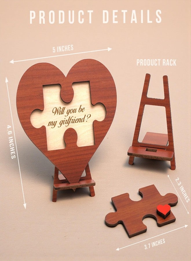 KATINAT Personalize Will You Be My Girlfriend Sign with Card, Cute Gifts for Girlfriend, Wooden Heart Proposal Puzzle with Hidden Message, Be My Girlfriend Proposal Gifts Decor, Romantic Couple Gift Ideas - Image 2