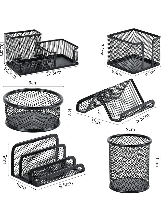 X spring Mesh Desk Organizer Set 6 Piece Desk Organizer Set Metal Office Supplies Organizer Desk Accessories Set For Pens Paper Clips Sticky Notes Small Object Storage  - Image 4