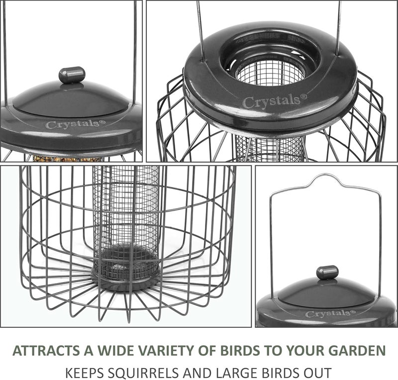 Crystals Bird Feeder Squirrel Proof – Hanging Metal Bird Feeder with Cage – Peanut Bird Feeder & Bird Seed Feeder – Anti Squirrel Bird Cage Feeder for Garden – Small & Large Bird Feeder (Peanut Feeder) - Image 4