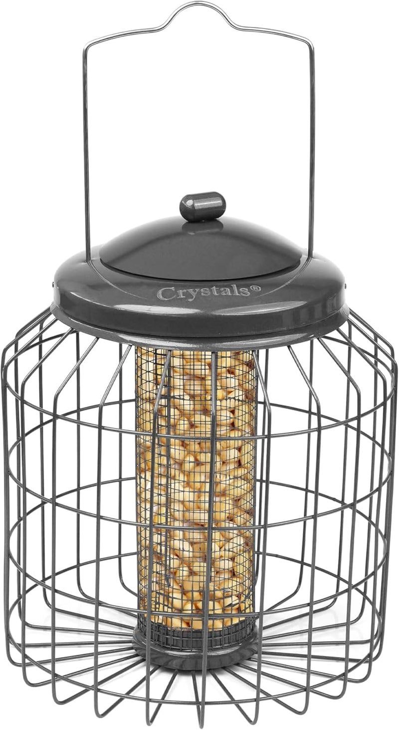 Crystals Bird Feeder Squirrel Proof – Hanging Metal Bird Feeder with Cage – Peanut Bird Feeder & Bird Seed Feeder – Anti Squirrel Bird Cage Feeder for Garden – Small & Large Bird Feeder (Peanut Feeder) - Image 1