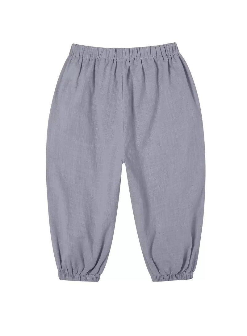 Boys Elastic Waist Solid Pants - Image 2
