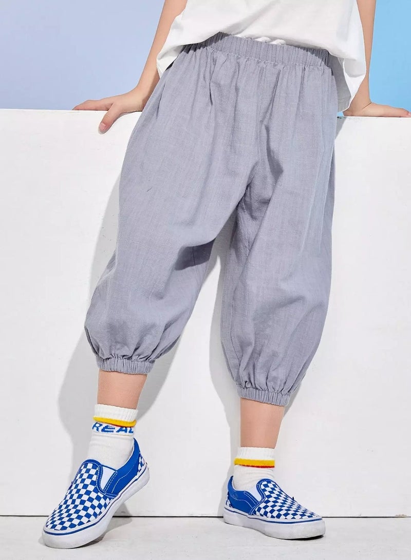 Boys Elastic Waist Solid Pants - Image 3