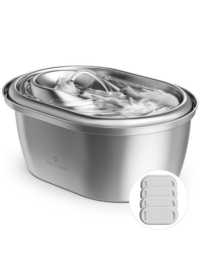 PETLIBRO Stainless Steel Cat Water Fountain, 101Oz/3L Pet Water Fountain For Cats Inside, FoodGrade Dog Water Fountain, Automatic Water Dispenser With 4 Filters & 4 Sponges  - Image 1