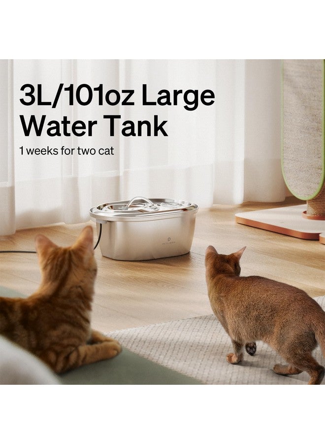 PETLIBRO Stainless Steel Cat Water Fountain, 101Oz/3L Pet Water Fountain For Cats Inside, FoodGrade Dog Water Fountain, Automatic Water Dispenser With 4 Filters & 4 Sponges  - Image 3