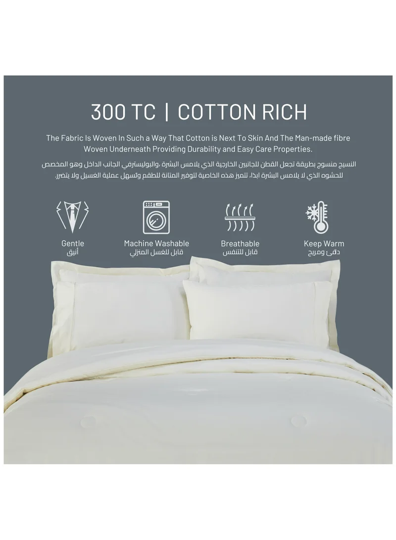 Donetella Comforter Set 6-Pieces King Size Hotel Style All Season Cotton Blend Bedding Set With Down Alternative Filling, Cream