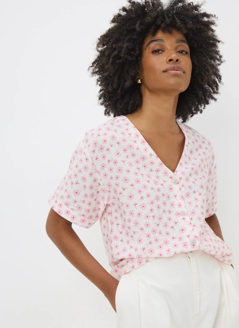 Matalan Pink Ditsy Floral V Neck Shirt