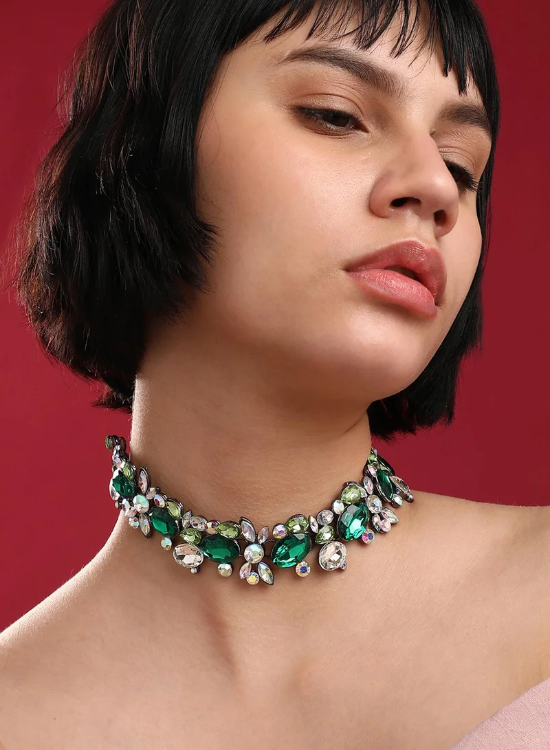 SOHI Regal Gemstone Cascade Artificial Necklace Jewellery