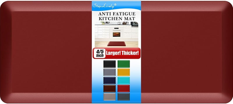StepLively 4/5 Inch Thick Kitchen Mat - Cushioned Anti Fatigue Mats for Kitchen Floor - Easy to Clean, Waterproof, Non-Slip Kitchen Rug for Sink, Office, Kitchen (17''x39'' Red) - Image 1