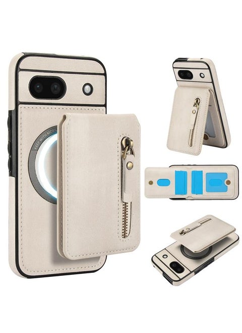 Case For Google Pixel 8a Zipper Wallet Split MagSafe Leather Back Phone Case