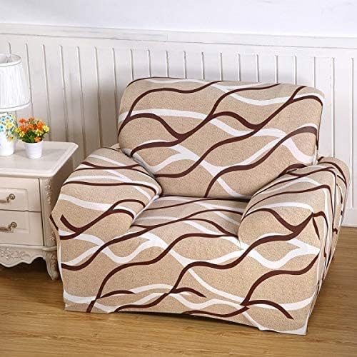 Furshine Universal One Seater Sofa Cover Big Elasticity, Protective, Flexible Stretch, Spandex & Polyester Sofa Imported Slipcover for Couch Protector Stretchable (90-145cm, Wave Stretch), Multicolor - Image 1