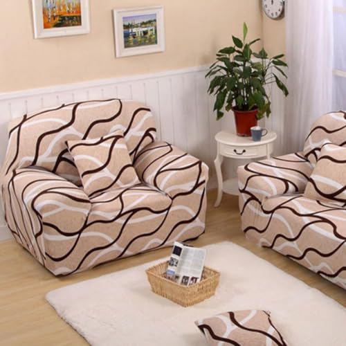 Furshine Universal One Seater Sofa Cover Big Elasticity, Protective, Flexible Stretch, Spandex & Polyester Sofa Imported Slipcover for Couch Protector Stretchable (90-145cm, Wave Stretch), Multicolor - Image 4