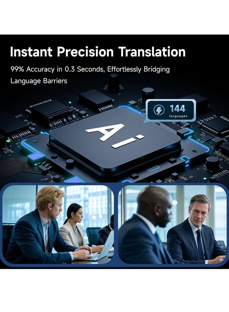 caijin AI Language Translator Earbuds, Bluetooth 5.4 Headphones Translator, Support 144 Languages and Accents, Comfortable and Stable to Wear, Compatible with iOS and Android, Great for Travel Business Study, White - Image 4
