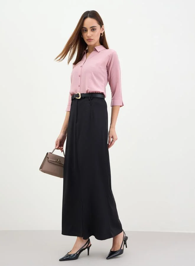 Styli Women Solid Tailored Maxi Skirt