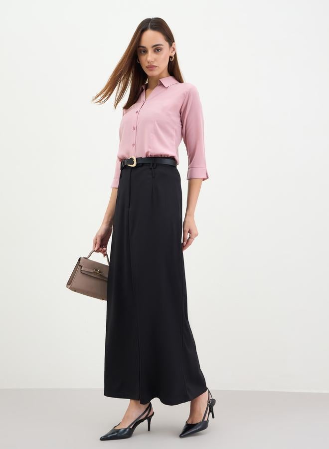 Styli Women Solid Tailored Maxi Skirt - Image 1