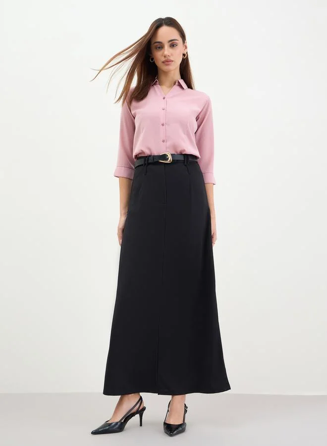 Styli Women Solid Tailored Maxi Skirt