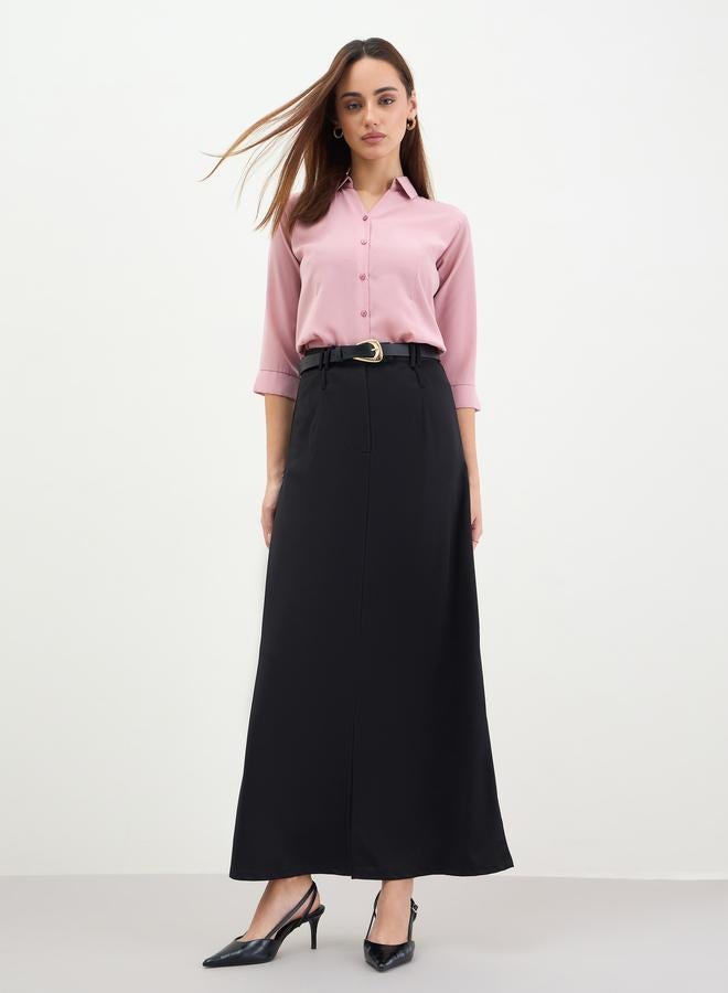 Styli Women Solid Tailored Maxi Skirt - Image 2