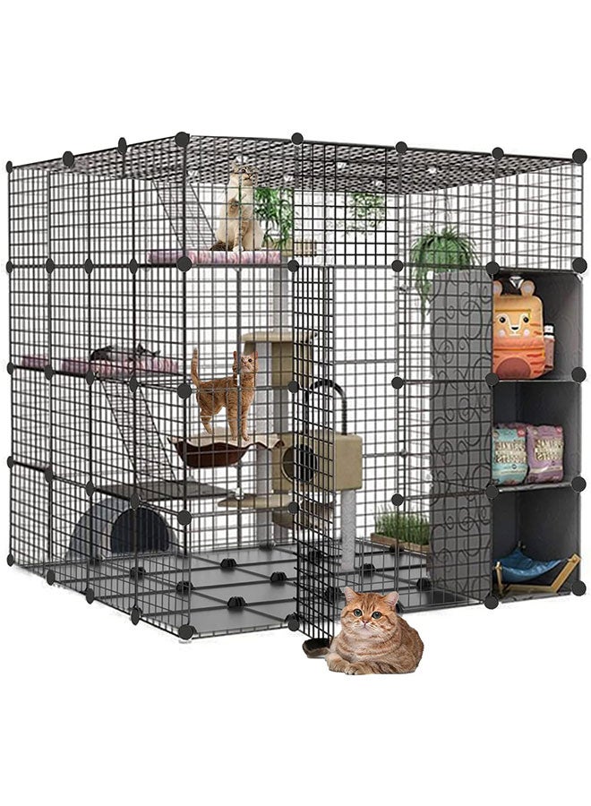 Generic Cat Cage Large DIY Indoor Pet Home Small Animal House Detachable Playpen with 3 Doors 5 Tiers for 1-5 Cat  - Image 1