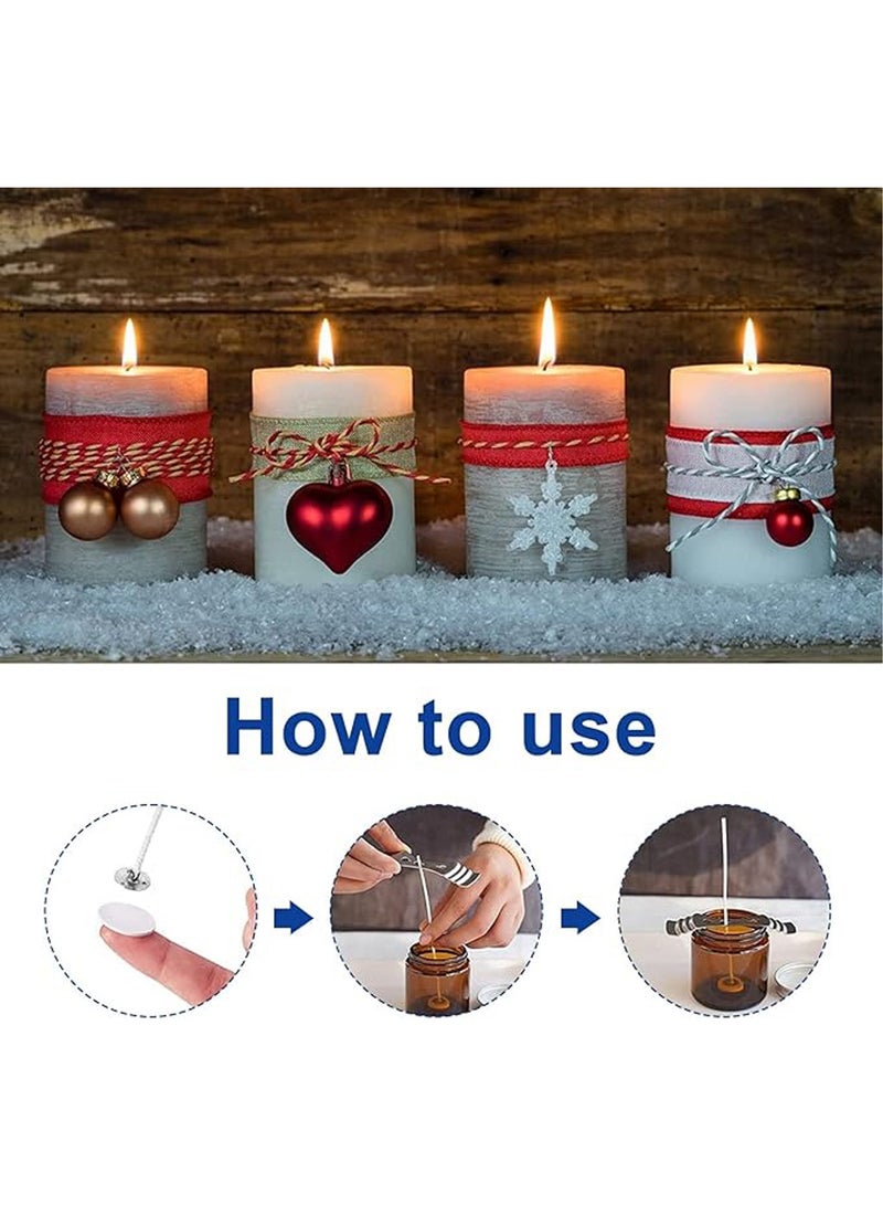Candle Wick,100 Pcs Natural Candle Wicks with 100 Pcs Double-Sided Dots Wick Stickers and 1 Pcs 3-Hole Candle Wicks Holder for DIY Candles Craft Tools Candle Making Kit (10cm)  - Image 3