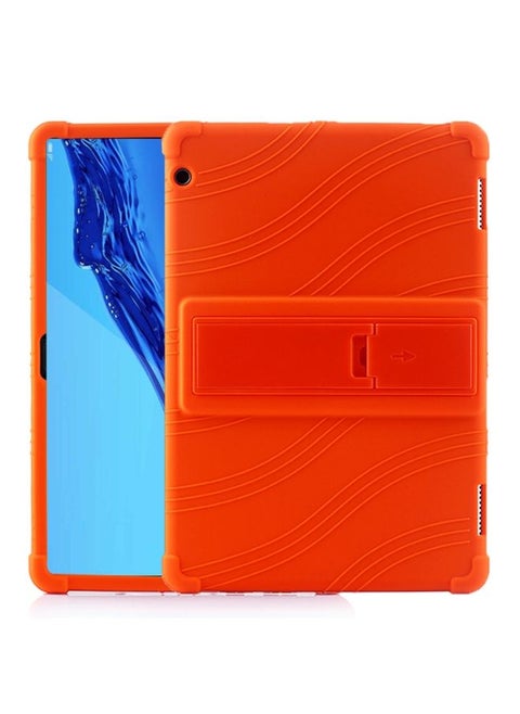 Case Cover For Huawei MediaPad T5 Tablet PC Silicone Protective Case with Invisible Bracket Orange