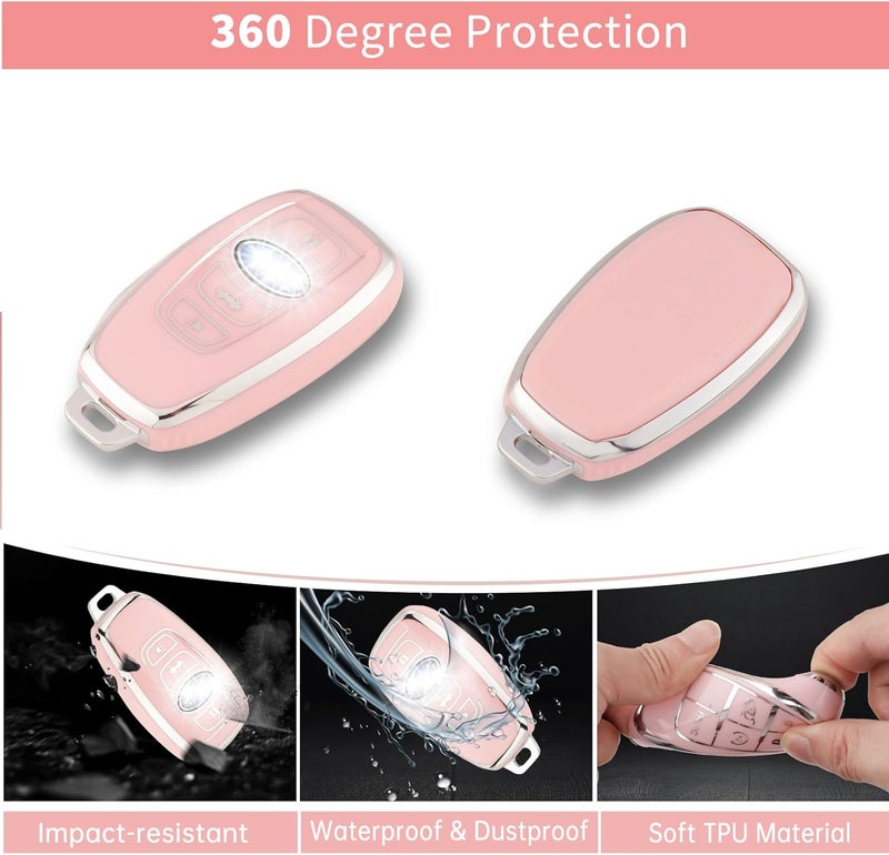 PANGPAI Pink Key Fob Cover for Subaru, Soft TPU Key Case Protection with Bling Keychain Fit for Ascent BRZ Crosstrek Forester Impreza Legacy Outback WRX STI Smart Key - Image 3