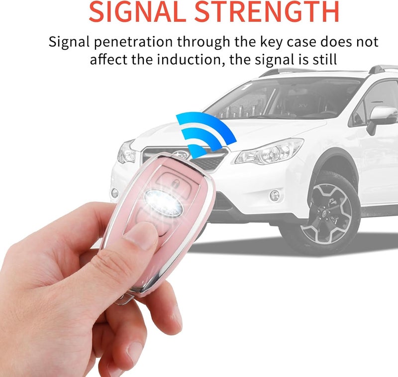 PANGPAI Pink Key Fob Cover for Subaru, Soft TPU Key Case Protection with Bling Keychain Fit for Ascent BRZ Crosstrek Forester Impreza Legacy Outback WRX STI Smart Key - Image 5