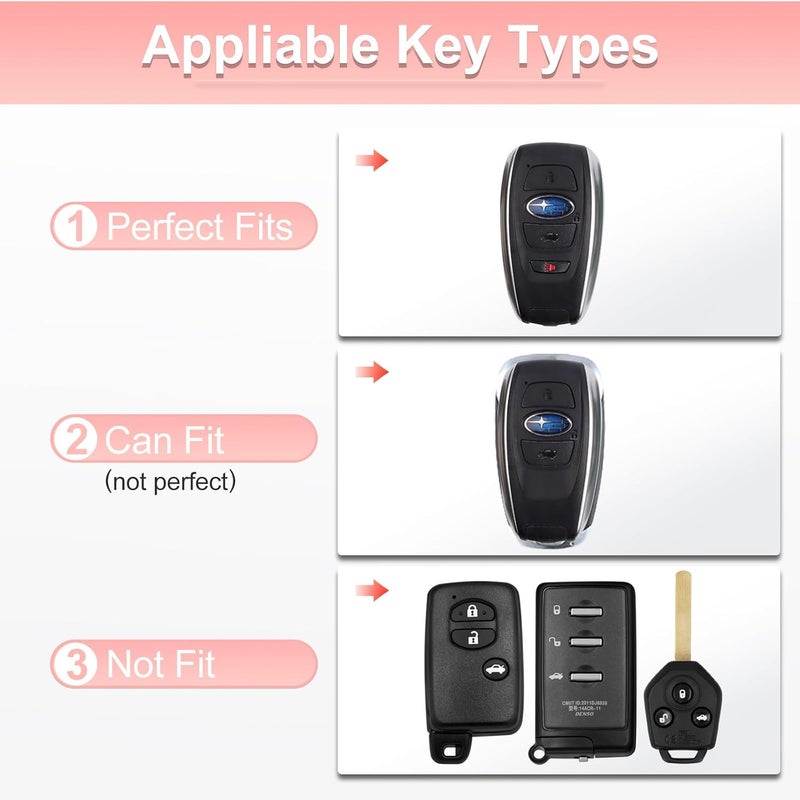 PANGPAI Pink Key Fob Cover for Subaru, Soft TPU Key Case Protection with Bling Keychain Fit for Ascent BRZ Crosstrek Forester Impreza Legacy Outback WRX STI Smart Key - Image 2
