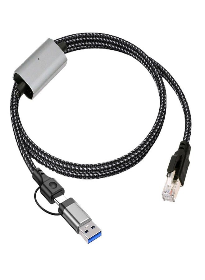cablecc 1000Mbps Combo USB Type-A & Type-C USB-C to Ethernet Cable RJ45 Male Cord Directly Connected Gigabit LAN Network - Image 1