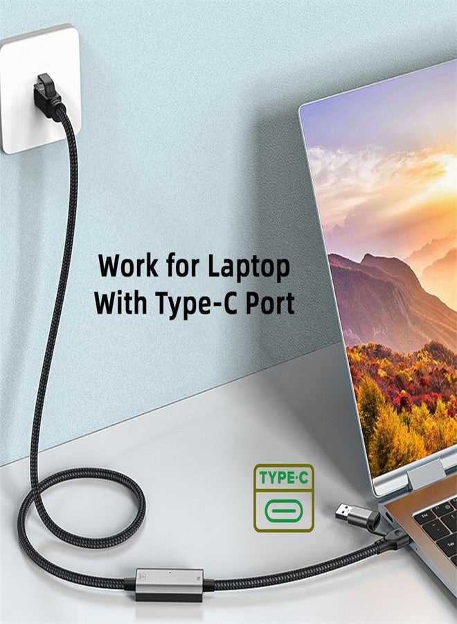 cablecc 1000Mbps Combo USB Type-A & Type-C USB-C to Ethernet Cable RJ45 Male Cord Directly Connected Gigabit LAN Network - Image 5