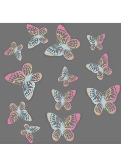 Freny Exim Freny Exim 12 pcs 3D PVC Home Dcor Butterfly With Double gum TapeShine Multi 