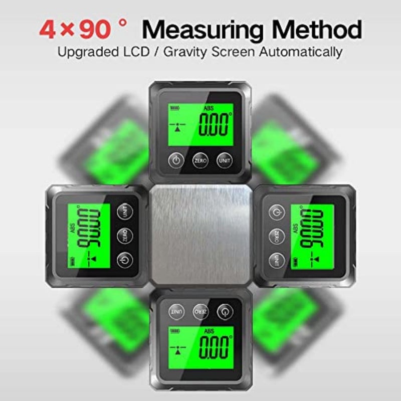 Magnetic Digital Angle Finder, Compact LED Digital Angle Gauge and Level Tool, Measures 4 of 90 Degree Ranges, Essential Woodworking, Electrical, Plumbing and Carpenter Tools - Image 5