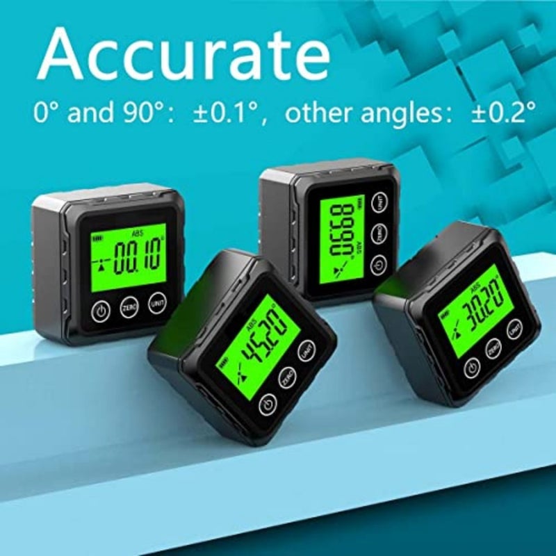 Magnetic Digital Angle Finder, Compact LED Digital Angle Gauge and Level Tool, Measures 4 of 90 Degree Ranges, Essential Woodworking, Electrical, Plumbing and Carpenter Tools - Image 2