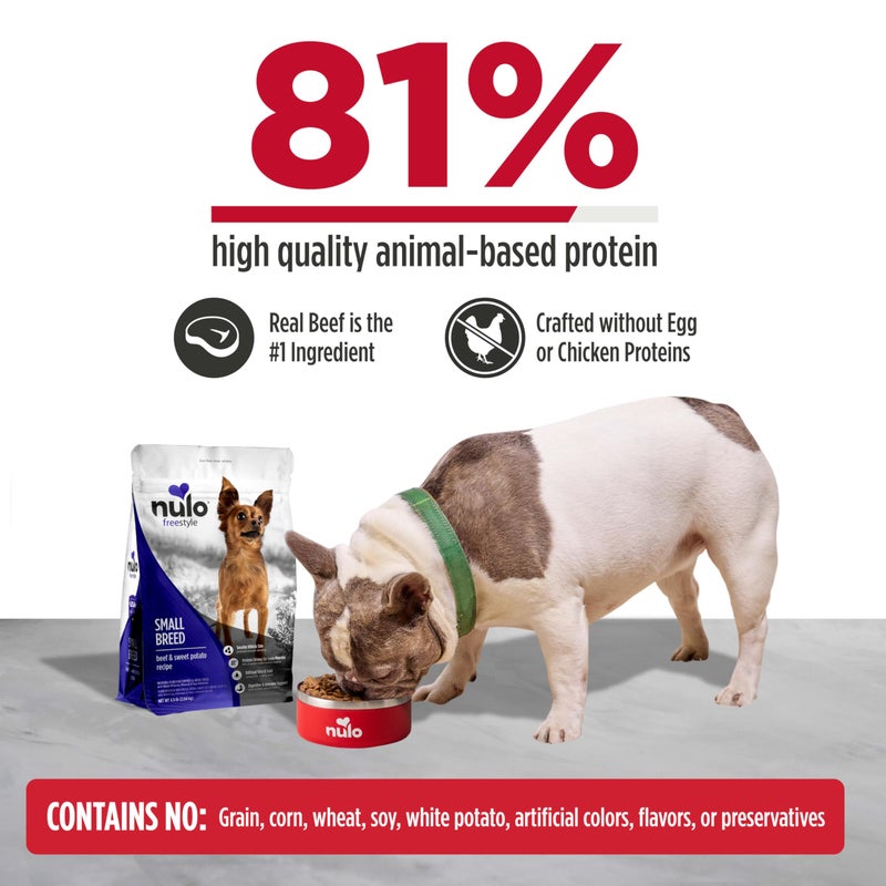 Nulo FreeStyle Small Breed Dog Food Dry - Beef & Sweet Potato, Puppy & Adult Grain Free Dog Food, Natural, High Protein, Smaller Sized Kibble with BC30 Probiotic for Healthy Digestion Support, 6lb Bag - Image 2