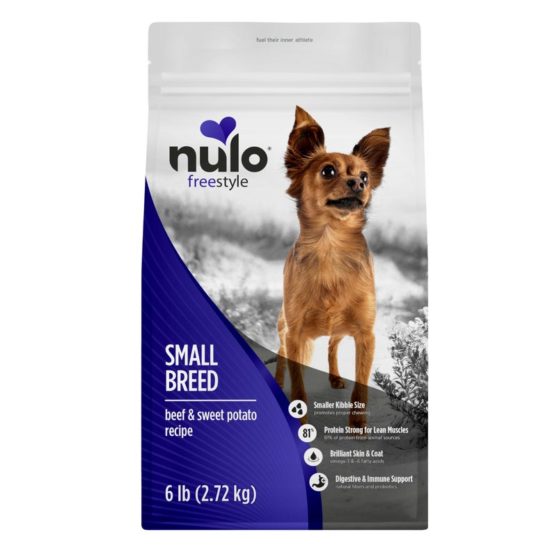 Nulo FreeStyle Small Breed Dog Food Dry - Beef & Sweet Potato, Puppy & Adult Grain Free Dog Food, Natural, High Protein, Smaller Sized Kibble with BC30 Probiotic for Healthy Digestion Support, 6lb Bag - Image 1
