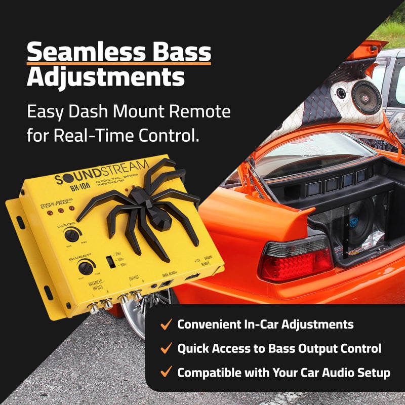 SoundStream BX-10A Bass Restoration Processor with Parametric Bass Equalizer, Digital Bass Processor for Car Audio, Balanced Inputs & Dash Mount Remote Control - Yellow - Image 4