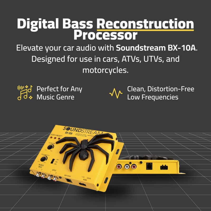 SoundStream BX-10A Bass Restoration Processor with Parametric Bass Equalizer, Digital Bass Processor for Car Audio, Balanced Inputs & Dash Mount Remote Control - Yellow - Image 2