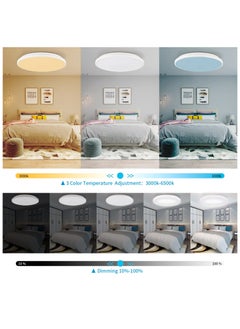 XiuWoo 12 inch 24W Smart Ceiling Light Flush Mount Dimmable, High Bright 2000lm Remote Control Super Slim Ceiling Lamp, Color Adjustable RGB Ceiling Light for Bedroom Living Room,White  - Image 5
