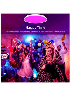 XiuWoo 12 inch 24W Smart Ceiling Light Flush Mount Dimmable, High Bright 2000lm Remote Control Super Slim Ceiling Lamp, Color Adjustable RGB Ceiling Light for Bedroom Living Room,White  - Image 4
