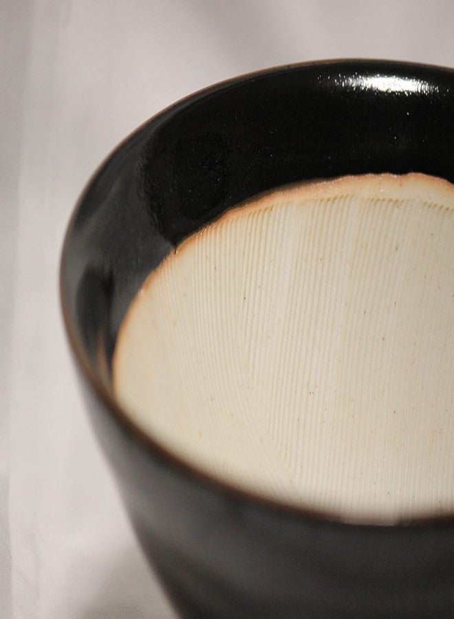 Mino Ware Made in Japan Ripple Ridge Mortar and Pestle Suribachi and Surikogi Set Medium 7.48 Inches Diameter for Both Right and Left Handed Black Authentic Mino Ware Pottery Medium K81713 - Image 2