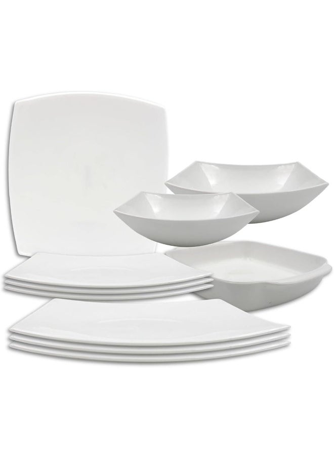 Melrich 10-Piece Opal ware Dinner Set With 3 X 29 Cm Dinner Plate, 3 X 24 Cm Desert Plate, 3 X 23 Cm Bowl,  1 X 23 Cm Serving Bowl  - Image 1