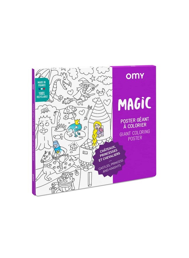 Omy Giant Coloring Poster, Castles Princesses Knights and Fairytales, 40 x 28 inches, Creative Play Fun for Kids, Adults, and The Whole Family. - Image 1